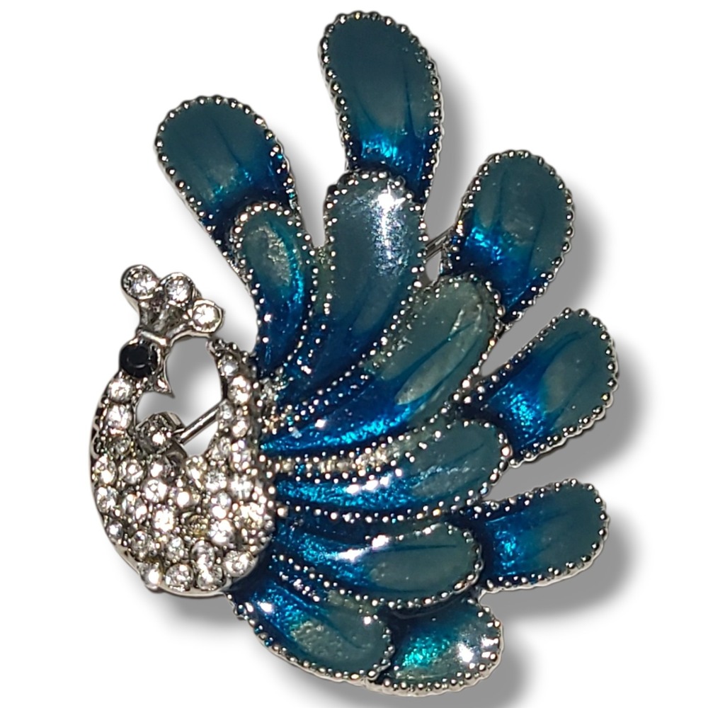 Vintage‎ Rhinestone Peacock Brooch Pin